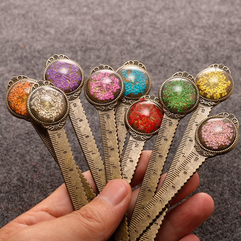 100PCS โลหะบุ๊คมาร์คไม้บรรทัด, - Dried Flower Bookmark บทวิจารณ์และราคา