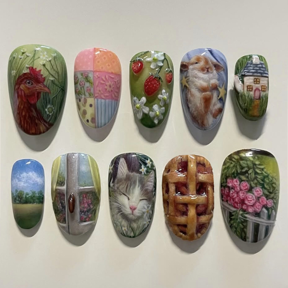 เล็บปลอมแบบกดติด 24 ชิ้น สไตล์ - Pressed Flower Art บทวิจารณ์และราคา