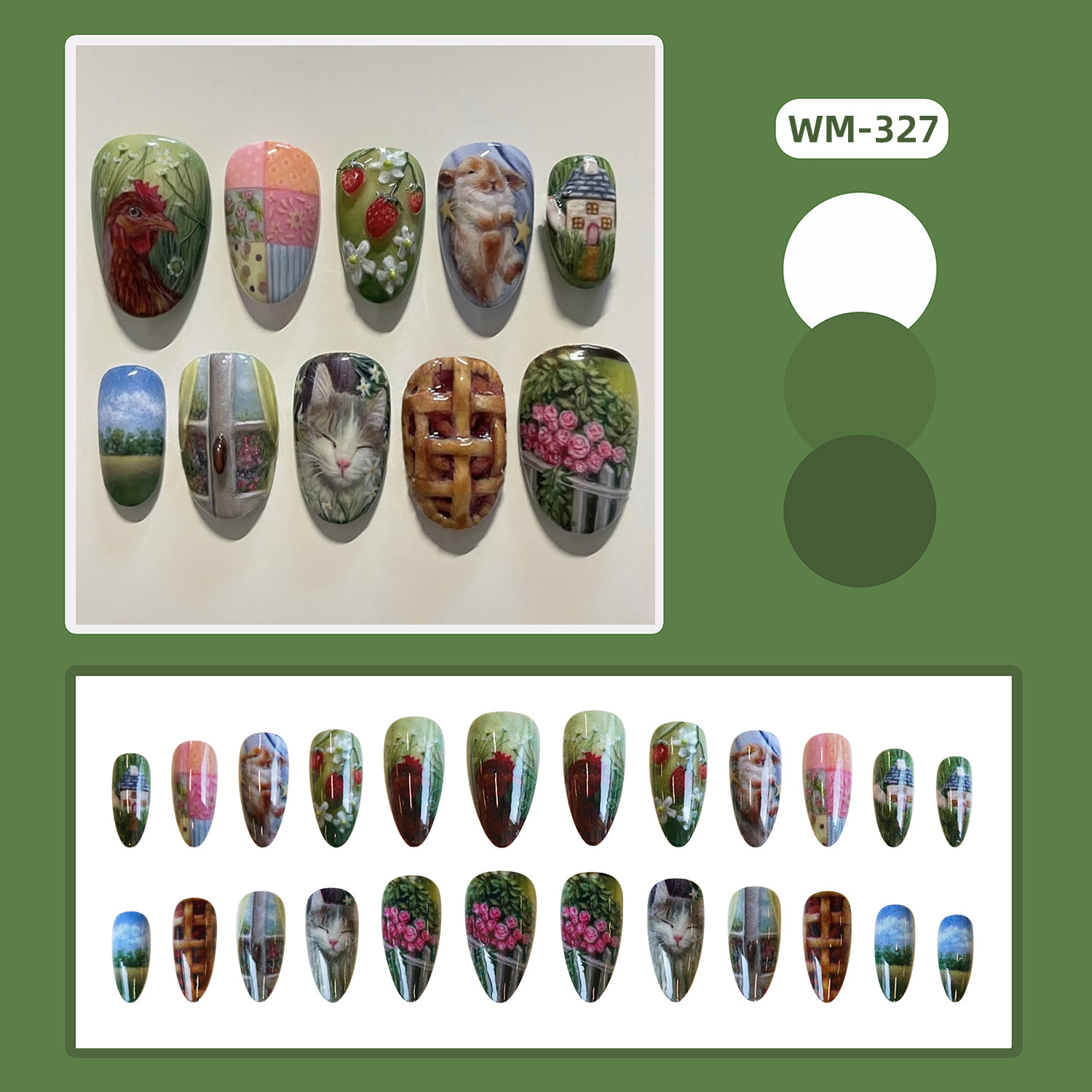เล็บปลอมแบบกดติด 24 ชิ้น สไตล์ - Pressed Flower Art บทวิจารณ์และราคา