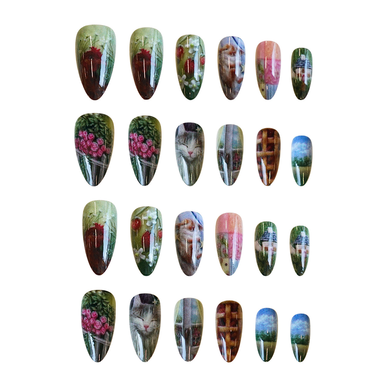 เล็บปลอมแบบกดติด 24 ชิ้น สไตล์ - Pressed Flower Art บทวิจารณ์และราคา
